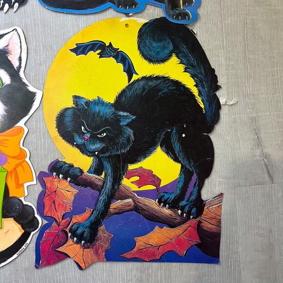 Lot of 4 Vintage Halloween Die Cuts EUREKA Black Cats Cute Scary - Picture 2 of 9